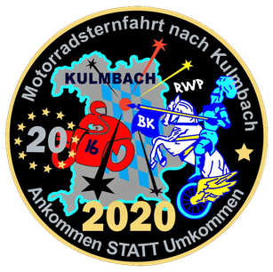 Sternfahrt Patch Kulmbach, LayOut: Alfons Ulrich, Blue Knights®, Blue Knights® Germany 14, Blue Knights® XIV Mittelfranken, Kulmbach, Sternfahrt Kulmbach, Motorradsternfahrt Kulmbach, Motorradsternfahrt Süddeutschland, Sternfahrtpatch, Kulmbach Patch,