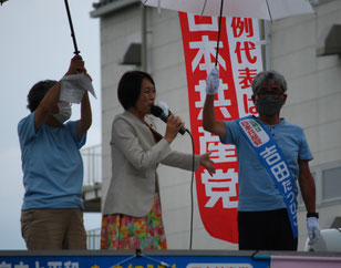 田村（中央）、吉田（右）の両氏（宇部市）