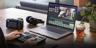 Davinci nutzeroberfläche mit Mac Book von Apple