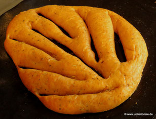 Fougasse auf dem Backblech