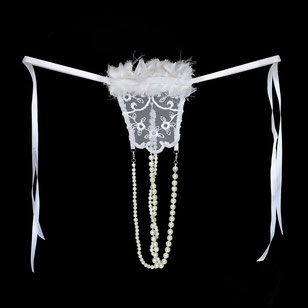 Swarovski crystal pearls thong - erotic couture lingerie