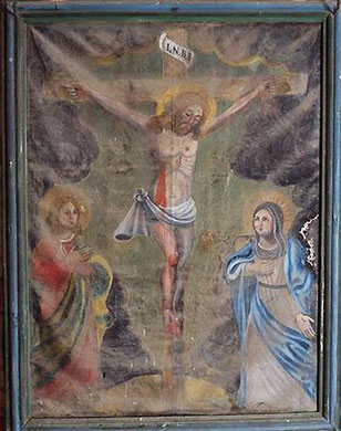 Novale - Calvaire XVIIIè s. - Christ crucifié avec Marie et Jean l'Evangéliste (cl. MH)