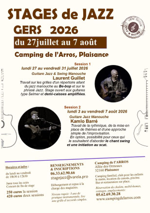 Camping gers arros - Stage Guitare Jazz Manouche