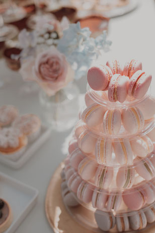 Macarons Hochzeit Candybar Detail Schloss Liser Hochzeitsfotografie