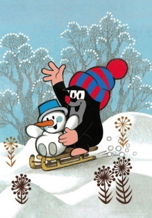 Der Maulwurf hat kein Problem mit dem Winter. (https://www.kinderpostershop.de/The-little-mole-in-the-winter-poster)