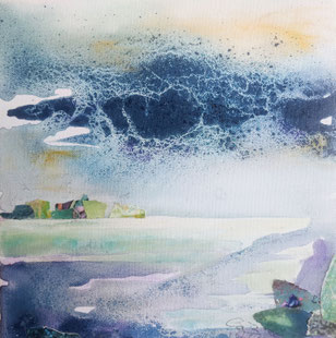 Cote d' Opal, Mischtechnik auf Leinwand, 30 x 30 cm, 2024