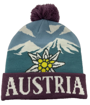 Haube Austria Edelweiß und Berge, Retro-Stil