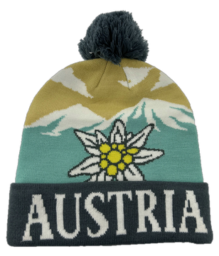 Haube Austria Edelweiß und Berge, Retro-Stil