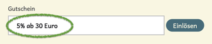 Beispiel - ausgefülltes Gutscheinfeld mit 5% Rabatt