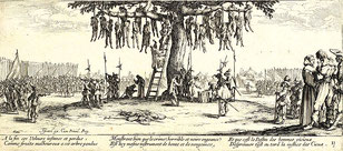 Der Galgenbaum – Darstellung von Kriegsgräueln nach Jacques Callot (1632)