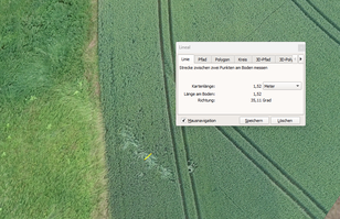 Measurement of a Narrow Field Track at the Beginning of the Heere Tornado Path