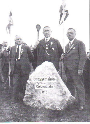 v.l. Fritz Reich,  Hermann Belz,  Erich Luthardt,  Aufnahme vermutlich in der Nähe des Jenaer Fuchsturms