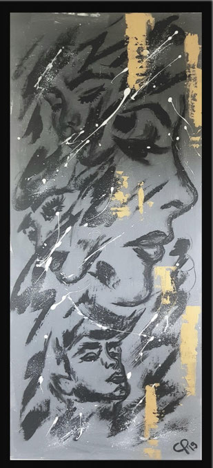 "Thinking" CP´19 in 40x100x2cm, Acryl auf Leinwand (Preis auf Anfrage)