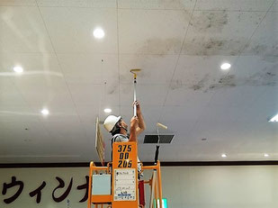 カビ除去作業中