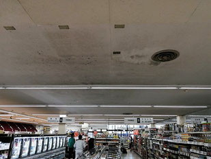 カビ除去前の天井のカビ