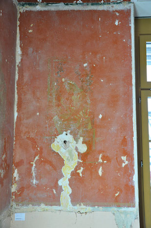 Pierre Estoppey, paroi Ouest, lacunes et soulèvements avant intervention, Atelier Bacher Tillmanns Vaud