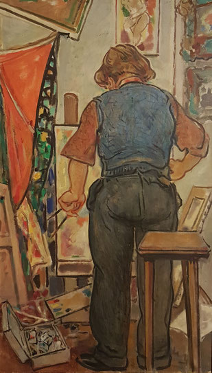 Jean Milhau, Le Peintre au Travail: François Desnoyer, 1948 (1000x582), collection du musée Paul Valéry, Sète (Don de Marie-Thérèse Goutmann en 1997)