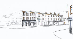 Vision sketch for the property viewed from Love Lane by Heidi Mergl Architect
