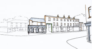 Sketch of the existing property viewed from Love Lane by Heidi Mergl Architect