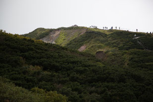 九合目付近より弥山山頂（※左奥）を望む