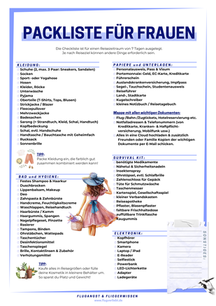 Packliste Urlaub für frauen