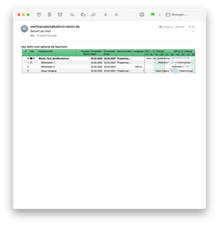 Screenshot Beispiel E-Mail aus Merlin Project
