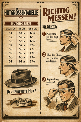 huete caps messen anleitung kopfumfang kopfbedeckung kaufen online bestellen vintageboutique powderroom zuerich
