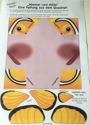 Beispiel einer Faltvorlage: Clownfisch
