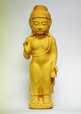 春山作木彫釈迦如来観音立像置物一刀彫仏像彫刻〈検 八木春山栴檀社