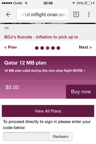 Qatar Airways A350XWB inflight internet