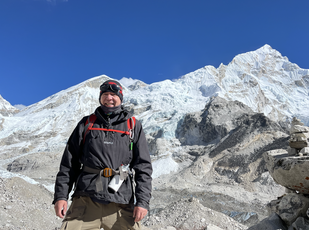 Nick on the Khumbu Glacier, Mt. Everest, Nepal.