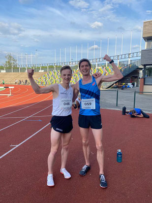 Malte Stockhausen (rechts) und Mart Nijhus bestimmten den Rennverlauf über 3000m Hindernis und belegten die ersten beiden Plätze.