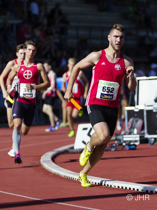 Erik Höpfner, hier bei der U23-DM in Leverkusen, möchte mit seinen Staffelpartnern Jan-David Ridder und Jonas Hochstrate das Finale erreichen. (Foto. Jan-Hendrik Ridder)