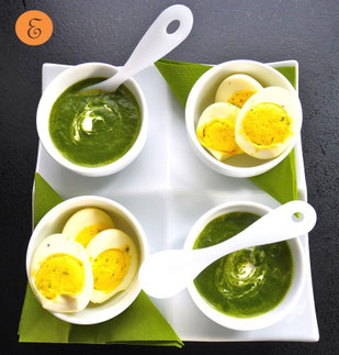 Spinatcremesuppe / Gratiniertes Ei