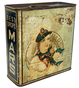 A tin box from the Harbin Mars Chocolate & Candy Factory. From the MOFBA collection