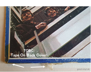 Klebestreifen an Cover-Rückseite: "The Beatles / 1967-70" (blaues Album)