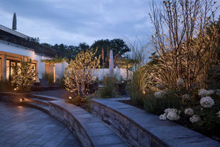 Lipperswil, Beleuchtung, Sitzstufen, Aussenbereich,  Sträucher, Gräser