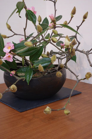 「柔らかな宙」 花入れ φ150×340 木工芸 クリ