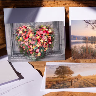 Trauerkarten, Beileidskarten, Schweiz bestellen, nachhaltig, A5, hochwertig, Fotokarten, nachhaltige Produktion, regional