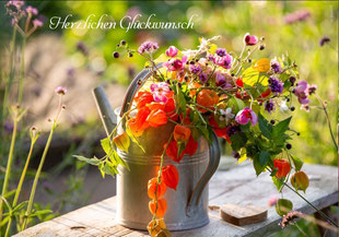 Glückwunschkarten, Geburtstagskarten, Fotokarten, Schweiz bestellen, A5, Blumenstrauss, Spätsommerstrauss, Lampionblumen