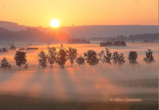 Trauerkarten, Trauerkarte, Beileidskarte, Gedenkkarte, A5, Schweiz bestellen, Sonnenuntergang, Sonnenaufgang