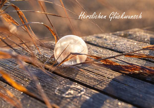 Glückwunschkarten, Geburtstagskarten, Fotokarten, Schweiz bestellen, A5, Seifenblase, Glückwunschkarte Winter, Geburtstagskarte Seifenblase, Frozen Soap Bubble, Eiszauber