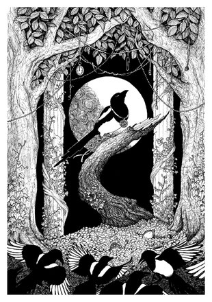One For Sorrow illustration for Forests of Silver Forests of Gold by C. E. Collins