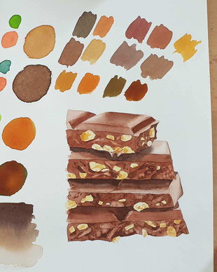 Herbst Aquarell, Blätter malen, Pilze mit Aquarellfarben malen, Wald Aquarell, Eicheln malen, Fliegenpilz malen, Natur mit Aquarellfarben, wie malt man mit Aquarellfarben, kostenloser Malkurs Aquarell, Illustration Berlin, Food Illustration Berlin