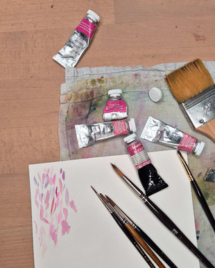 Rosen mit Aquarellfarben malen, wie malt man eine Rose, Tipps für Rosenaquarell, Blumenaquarell, botanische Illustration, Rose malen, Malkurs, online Malen lernen, wie mischt man Rosa
