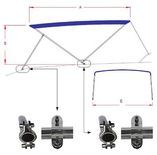 Bimini con bases brida para tubo y puntales