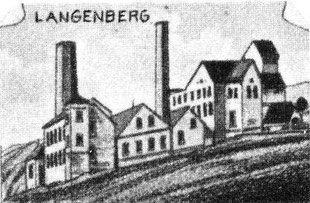 Zeichnung der Grube Langenberg 1880 auf einer Postkarte - Quelle: Aretz-Bergwerke 