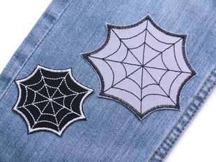 Bild: Spinnennetz grau Bügelbild Applikation Patch zum aufbuegeln