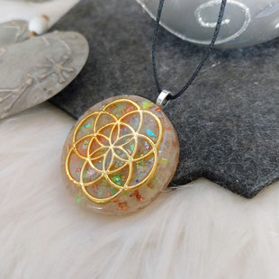 Orgonit Anhänger mit Samen des Lebens | Edelstein Heilstein Schmuck