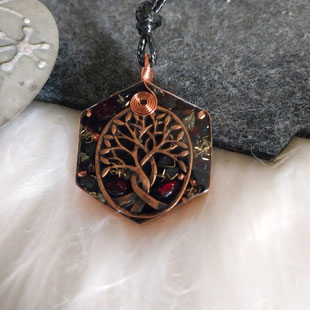 Orgonit Wende-Anhänger (A42) Baum des Lebens | Edelstein Heilstein Schmuck